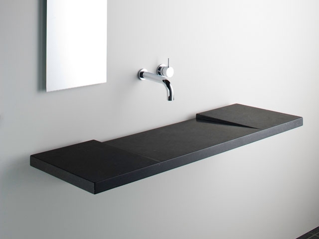 black flat design washbasin Omvivo Geo