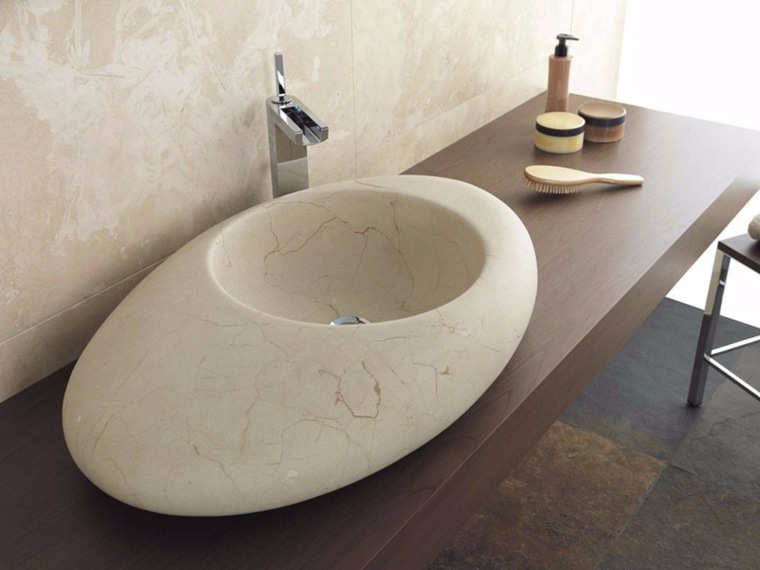 bathroom design wood worktop modern natural stone