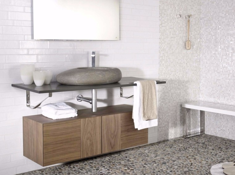 design bathroom modern washbasin stone cabinet wood bathroom