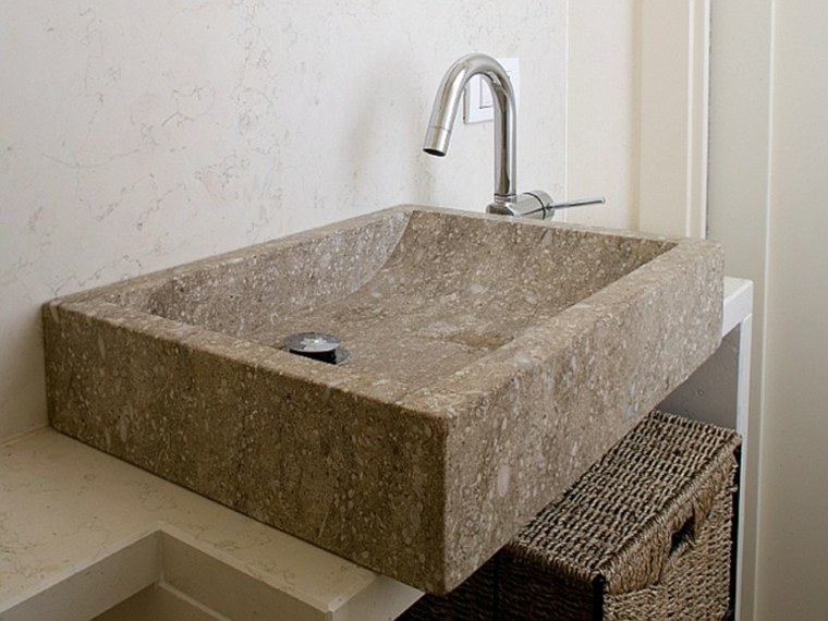 bathroom design washbasin worktop natural stone modern interior trend