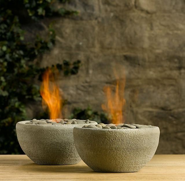 Twin fire basins stone