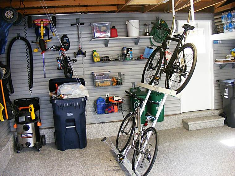 storage garage idea bike hanging wall deco shelves