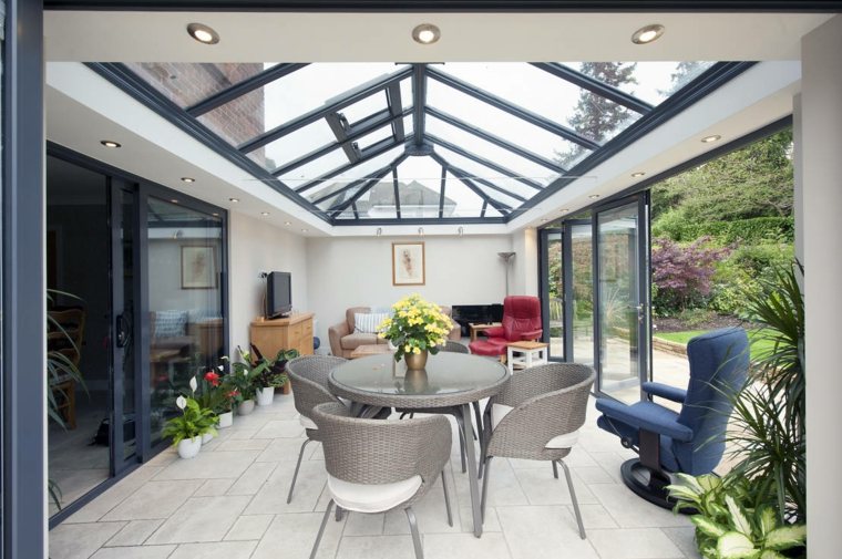 contemporary veranda dining room