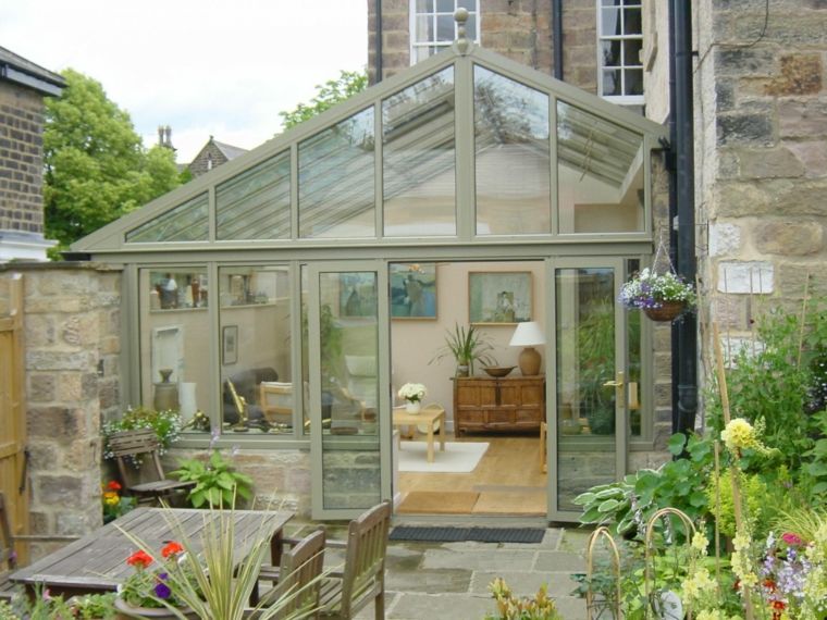 modern veranda with garden