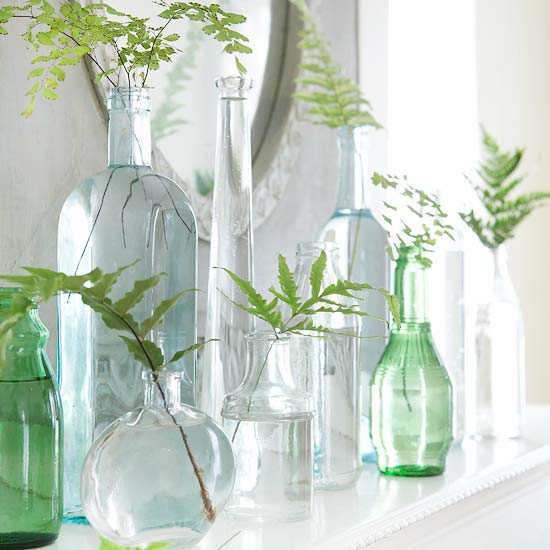 greenery bottles transparent glass easter