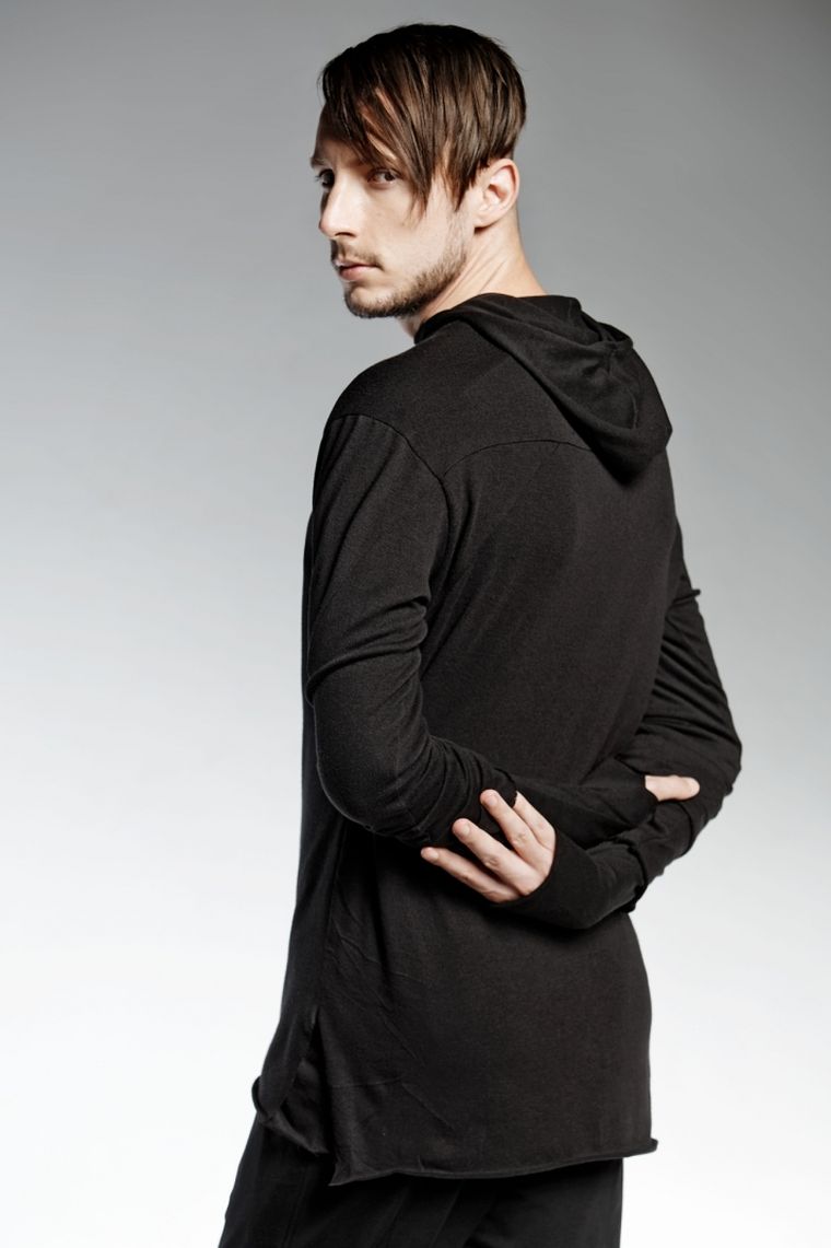 trendy men's clothing top black hoodie men's sweatshirt