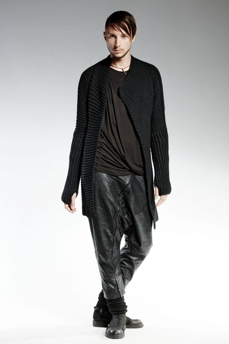 Trendy Men's Clothing Black Pants Ecological Leather Men's Vest Black
