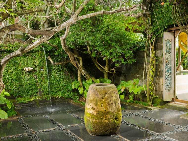 fountain stone idea garden shower bathroom outdoor