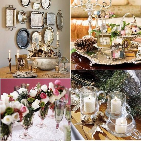 vintage deco beautiful atmosphere family party candles branches table