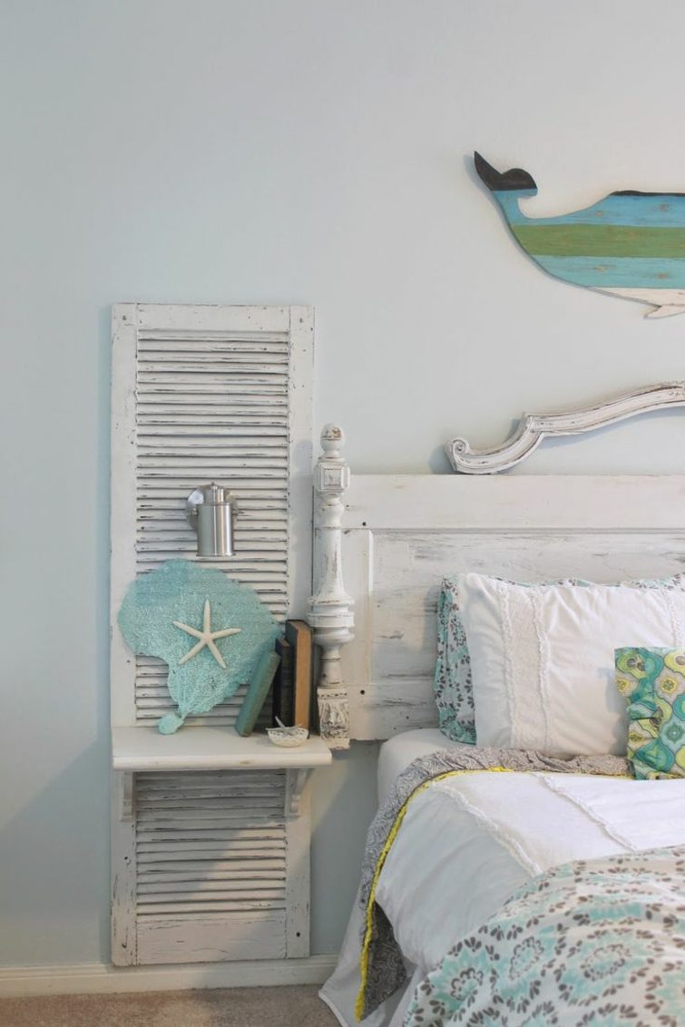 wooden shutters design headboard