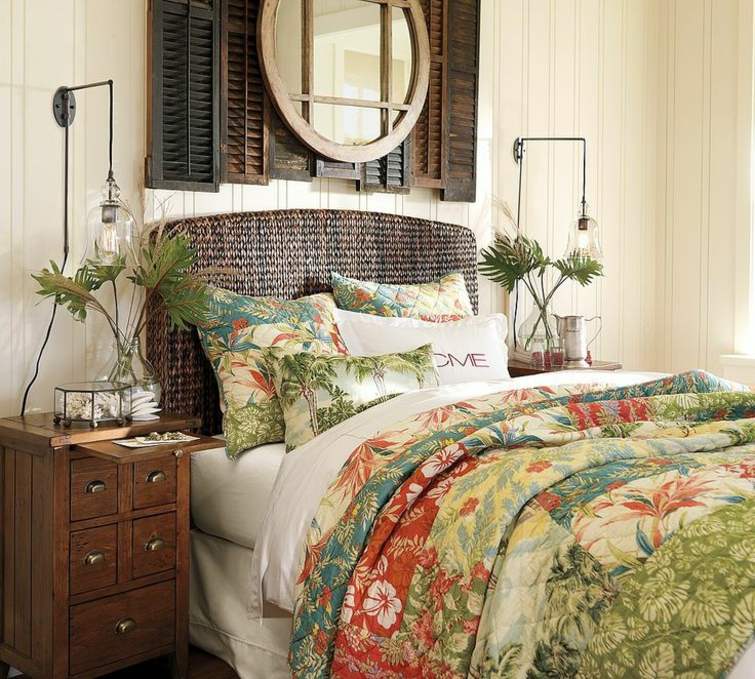 vintage wooden headboard shutters