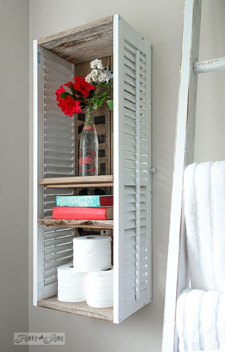 vintage wooden shutters storage cabinet