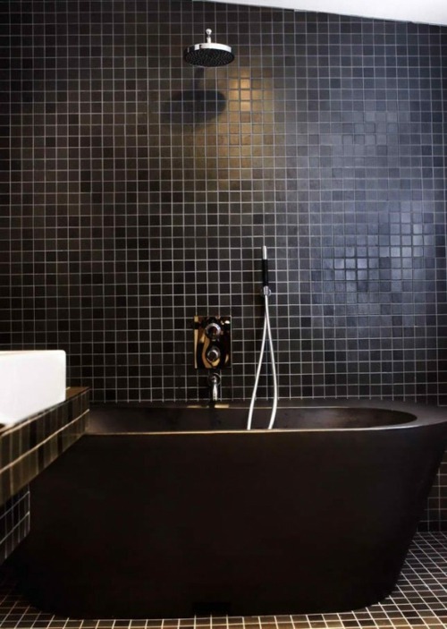 Black bath room dark bath tub view