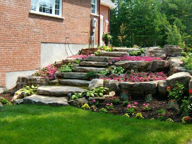 rock garden idea landscaping path stone path flowers