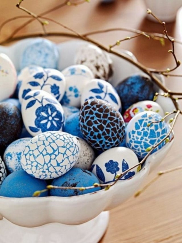 blue easter decoration view