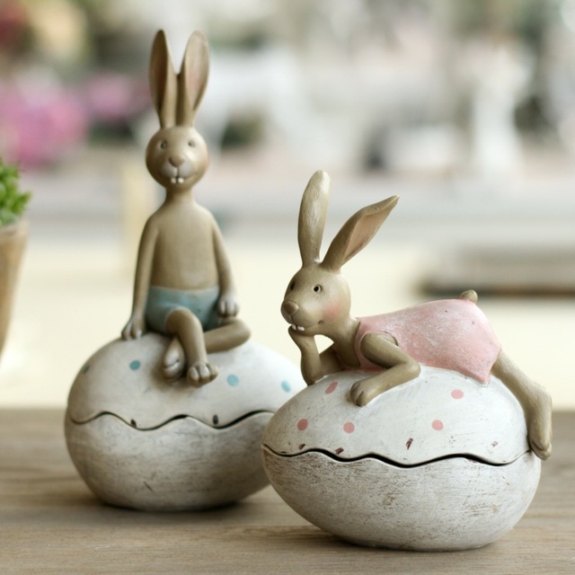 decoration easter view two rabbits easter interior decoration