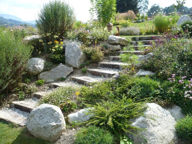 stone staircase view beautiful garden