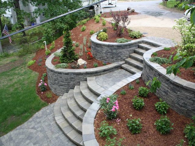 top view garden stones