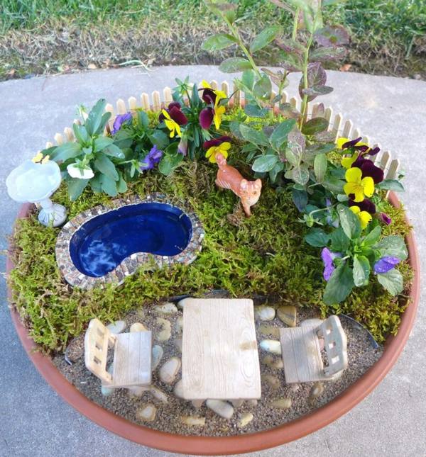 view high mini garden small pool