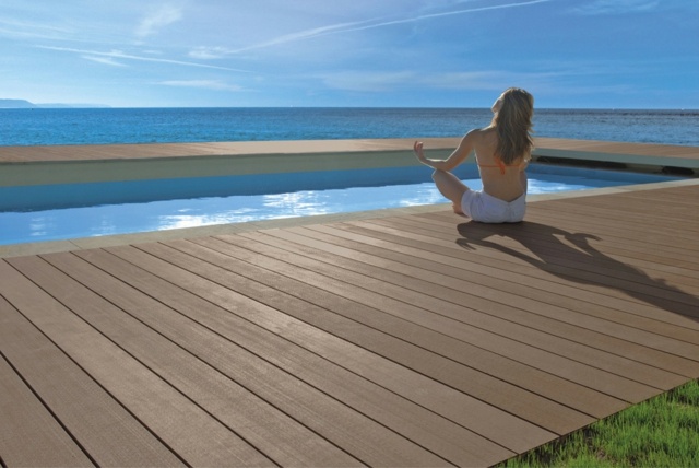 beautiful view zen pool floor wood composite