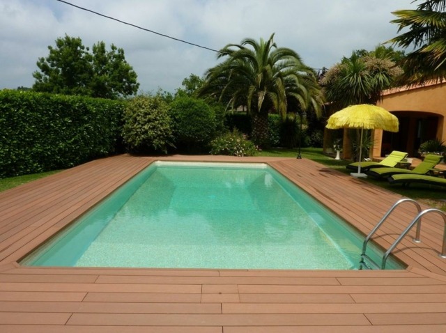 pool view composite wood floor