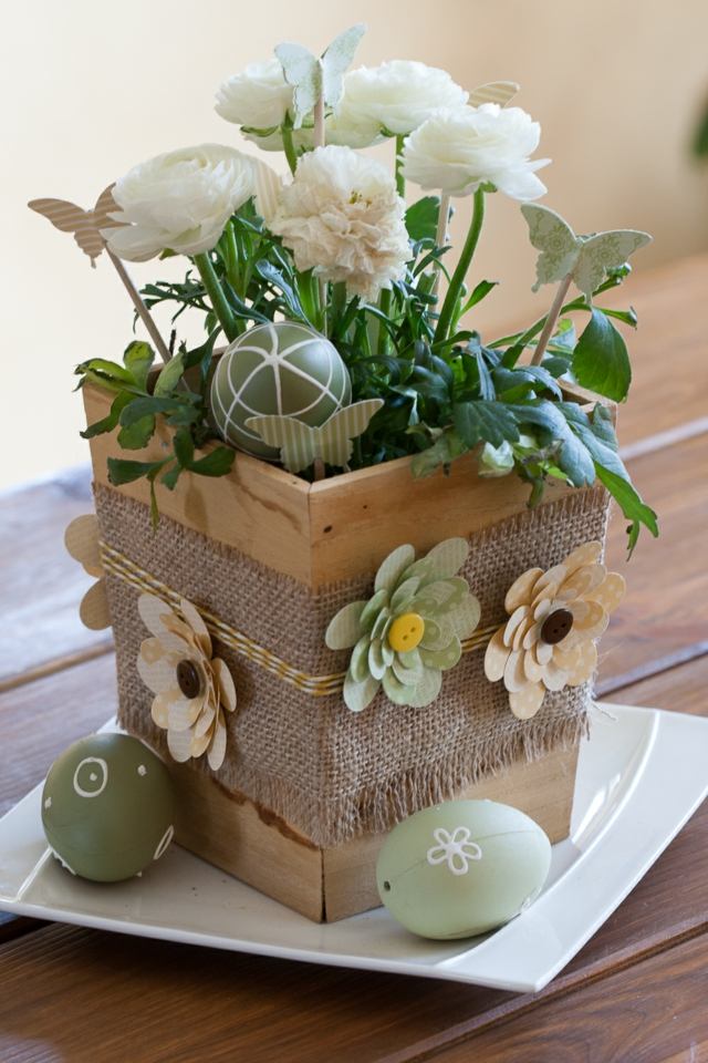 view pot flower wood decoration easter