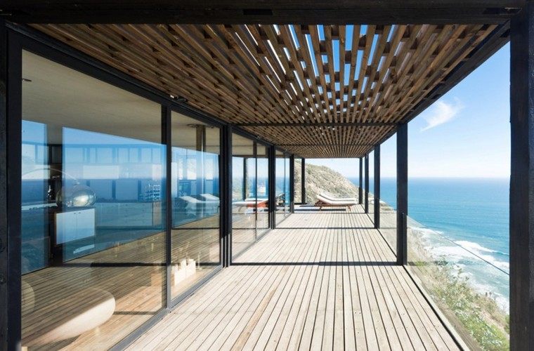 suspended terrace wooden coating idea outside