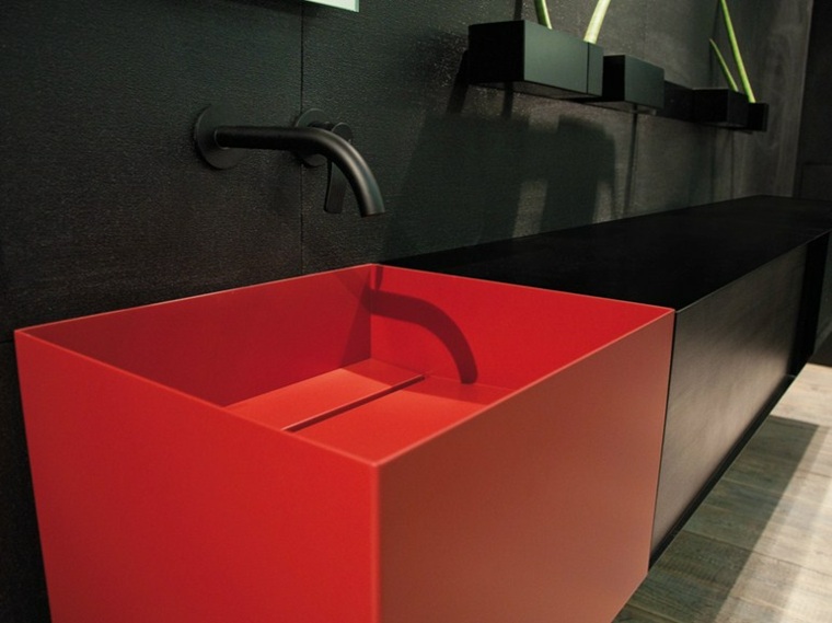 bathroom design basin red modern interior room d'eau