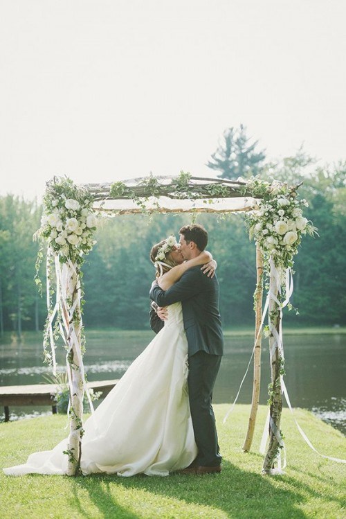 zoom arch wedding elegant flowers white